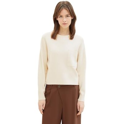 1040733 TOM TAILOR Denim Sweter damski, 24421 – kremowy beżowy melanż, XS 1040733 TOM TAILOR Denim Sweter damski, 24421 – kremowy beżowy melanż, XS