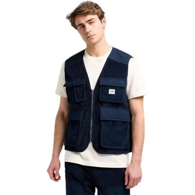 LR37 Lee MIXED MEDIA WW VEST, Rivet Navy, S LR37 Lee MIXED MEDIA WW VEST, Rivet Navy, S