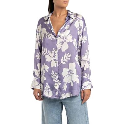 W2133 .000.74968 Replay Bluza damska Comfort Fit, 010 liliowy/biały, L W2133 .000.74968 Replay Bluza damska Comfort Fit, 010 liliowy/biały, L