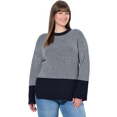 832418 Ulla Popken Damski sweter w paski, morski, 50 832418 Ulla Popken Damski sweter w paski, morski, 50