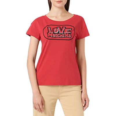 W 4 F30 3F M 3876 Love Moschino Damska koszulka bokserska z krótkim rękawem z nadrukiem skate, czerwony, 48 W 4 F30 3F M 3876 Love Moschino Damska koszulka bokserska z krótkim rękawem z nadrukiem skate, czerwony, 48
