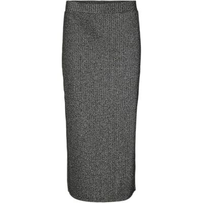 10320263 VMCORA HW Calf Skirt JRS Boo GA, Czarny/szczegóły: srebrny lurex melanż, S 10320263 VMCORA HW Calf Skirt JRS Boo GA, Czarny/szczegóły: srebrny lurex melanż, S