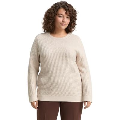 1049548 TOM TAILOR Plussize sweter damski, 29517 – Sand Stone Beige, 46 Duże rozmiary 1049548 TOM TAILOR Plussize sweter damski, 29517 – Sand Stone Beige, 46 Duże rozmiary