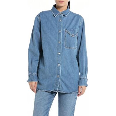 W2357 .000.624 53A Replay koszula jeansowa damska, 009 Medium Blue, M W2357 .000.624 53A Replay koszula jeansowa damska, 009 Medium Blue, M
