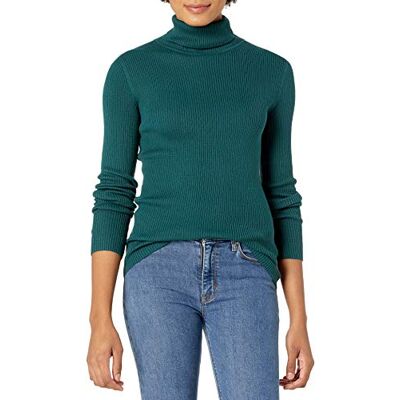AE-W-FW20-SWT-129-Green-Small Amazon Essentials Damski wąski krój, lekki sweter z golfem z długim rękawem, zielony (Forest Green), rozmiar S AE-W-FW20-SWT-129-Green-Small Amazon Essentials Damski wąski krój, lekki sweter z golfem z długim rękawem, zielony (Forest Green), rozmiar S