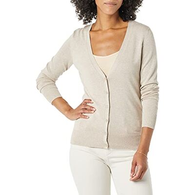 WAE35007FL18-Obeige-Large Amazon Essentials Kvinnors Lekki kardigan z dekoltem w serek (dostępny w wersji Plus Size), Jasny beż, L WAE35007FL18-Obeige-Large Amazon Essentials Kvinnors Lekki kardigan z dekoltem w serek (dostępny w wersji Plus Size), Jasny beż, L