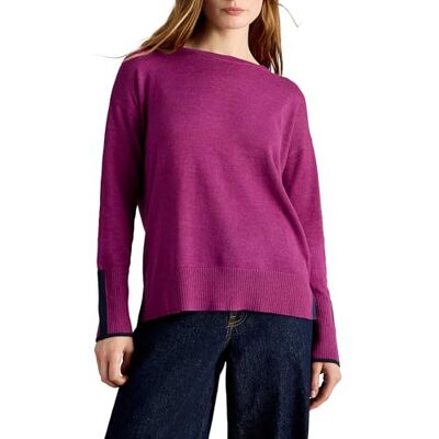 444046DK PLUM White Stuff Oliwkowy sweter długi rękaw, okrągły dekolt, normalne dopasowanie, z dzianiny bawełnianej ciemnofioletowy rozmiar 18 444046DK PLUM White Stuff Oliwkowy sweter długi rękaw, okrągły dekolt, normalne dopasowanie, z dzianiny bawełnianej ciemnofioletowy rozmiar 18