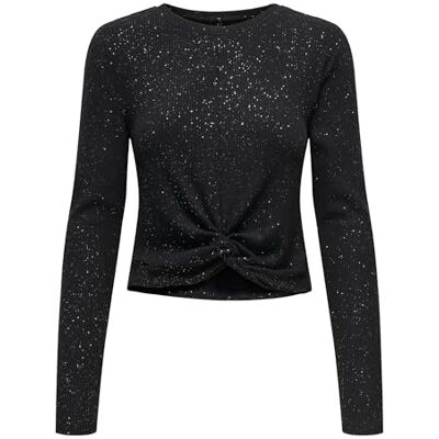 15363863-4908224 ONLY Onlbara L/S Glitter Twist Top JRS, czarny, L 15363863-4908224 ONLY Onlbara L/S Glitter Twist Top JRS, czarny, L
