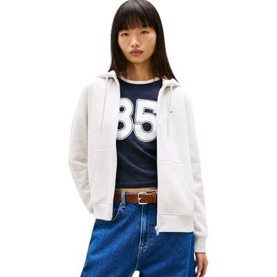 DW0DW19729P08XXS Tommy Jeans Damska bluza z kapturem Tjw Reg S Flag Zip Thru Dw0Dw19729, szara (Ice Grey Heather), XXS DW0DW19729P08XXS Tommy Jeans Damska bluza z kapturem Tjw Reg S Flag Zip Thru Dw0Dw19729, szara (Ice Grey Heather), XXS