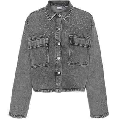 10321886 VMELLAS LS Studs DNM koszulka RA206, Jasnoszary denim/szczegóły: szpilki, M 10321886 VMELLAS LS Studs DNM koszulka RA206, Jasnoszary denim/szczegóły: szpilki, M