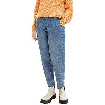 1038297 TOM TAILOR Denim Damskie dżinsy Barrel Fit Mom, 10119-used Mid Stone Blue Denim, XS 1038297 TOM TAILOR Denim Damskie dżinsy Barrel Fit Mom, 10119-used Mid Stone Blue Denim, XS