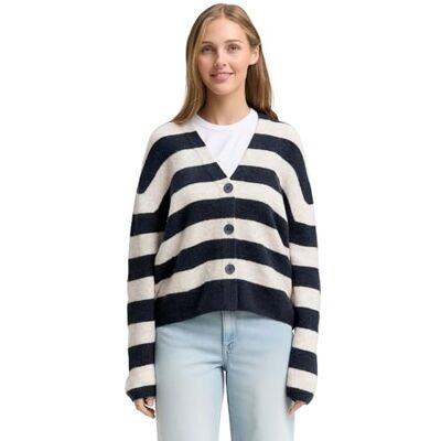 1048350 TOM TAILOR Denim Damski kardigan z dzianiny, 38868 Navy Off White Stripe, S 1048350 TOM TAILOR Denim Damski kardigan z dzianiny, 38868 Navy Off White Stripe, S