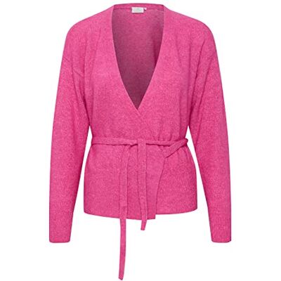 10503693 KAFFE damski zawijany sweter dzianinowy z długim przodem, Malina różowa mieszanka, S 10503693 KAFFE damski zawijany sweter dzianinowy z długim przodem, Malina różowa mieszanka, S