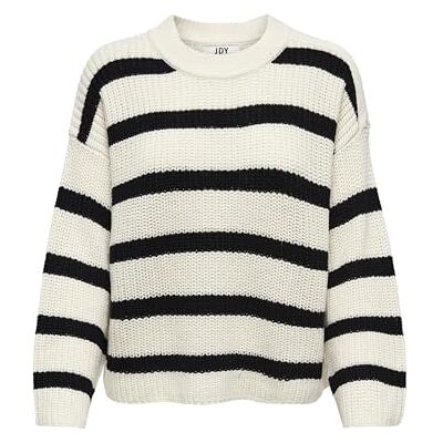 15264902 Jdy Kobiety Stripe Sweter, Biały/Czarny, M 15264902 Jdy Kobiety Stripe Sweter, Biały/Czarny, M