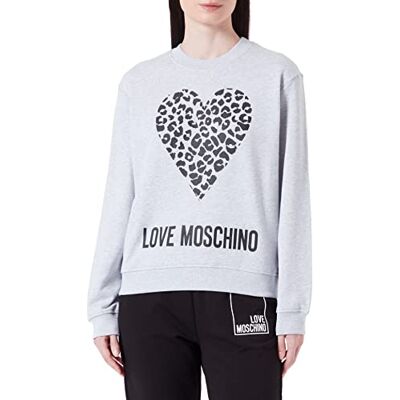 W 6 306 54 M 4055 Love Moschino Damska bluza o regularnym kroju z maxi zwierzęcym sercem i logo, Melange Light Gray, 46 W 6 306 54 M 4055 Love Moschino Damska bluza o regularnym kroju z maxi zwierzęcym sercem i logo, Melange Light Gray, 46