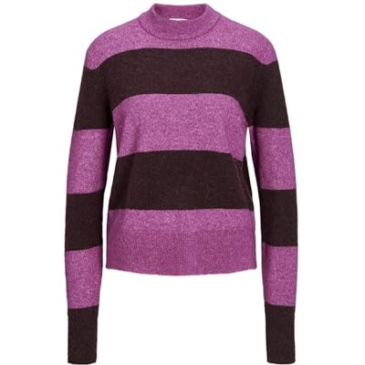 12246493 JACK & JONES Damski sweter z dzianiny Jxchick Crew Neck Knit Sn, fuksja red/paski:/sassafras, S 12246493 JACK & JONES Damski sweter z dzianiny Jxchick Crew Neck Knit Sn, fuksja red/paski:/sassafras, S
