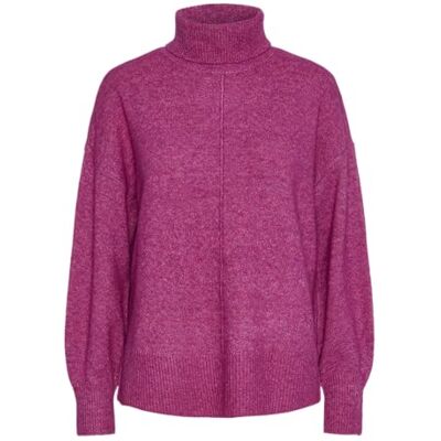 17150960-4550250 PIECES Pcmalou Ls Rollneck Knit Noos Bc sweter z dzianiny, Festiwal fuksja/szczegóły: melanż, S 17150960-4550250 PIECES Pcmalou Ls Rollneck Knit Noos Bc sweter z dzianiny, Festiwal fuksja/szczegóły: melanż, S