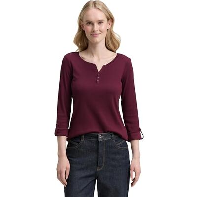 1024036 TOM TAILOR T-shirt damski, 16427 – bordowy czerwony, XXS 1024036 TOM TAILOR T-shirt damski, 16427 – bordowy czerwony, XXS