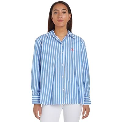 WW0WW41854 Tommy Hilfiger Damska koszula SMD Stripe Easy Fit Ls Koszula Casual Shirts, niebieska, 38, Pogrubiony Stp/Niebieskie Zaklęcie, 64 WW0WW41854 Tommy Hilfiger Damska koszula SMD Stripe Easy Fit Ls Koszula Casual Shirts, niebieska, 38, Pogrubiony Stp/Niebieskie Zaklęcie, 64