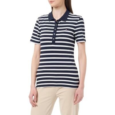 WW0WW39530 Tommy Hilfiger Damskie koszulki polo S/S, Niebieski (Breton Stp/Pustynne Niebo/Ecru), L WW0WW39530 Tommy Hilfiger Damskie koszulki polo S/S, Niebieski (Breton Stp/Pustynne Niebo/Ecru), L