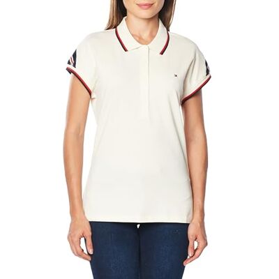 WW0WW41285 Tommy Hilfiger Damska koszulka polo z krótkim rękawem, krój regularny, beżowy (Calico), M WW0WW41285 Tommy Hilfiger Damska koszulka polo z krótkim rękawem, krój regularny, beżowy (Calico), M