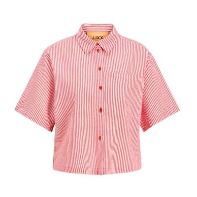 12270237 JXWINDY Seersucker SS Shirt WVN SN, Racing Red/Szczegóły: w paski, M 12270237 JXWINDY Seersucker SS Shirt WVN SN, Racing Red/Szczegóły: w paski, M