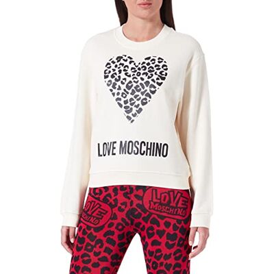 W 6 306 54 M 4055 Love Moschino Damska bluza o regularnym kroju z maxi zwierzęcym sercem i logo, kremowy, 42 W 6 306 54 M 4055 Love Moschino Damska bluza o regularnym kroju z maxi zwierzęcym sercem i logo, kremowy, 42