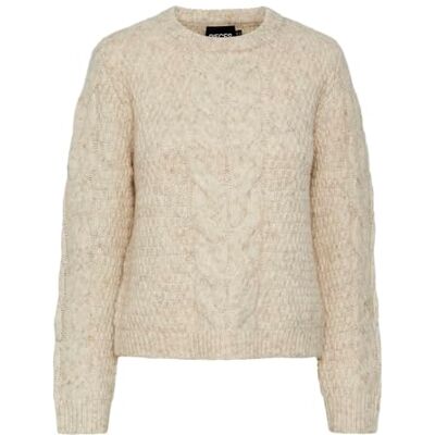 17140372 Bestseller A/S Damski sweter Pcnina Ls O-Neck Knit Noos Bc, brzoza, L 17140372 Bestseller A/S Damski sweter Pcnina Ls O-Neck Knit Noos Bc, brzoza, L