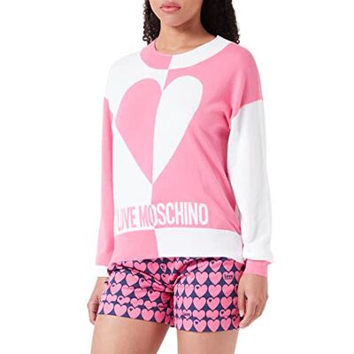 W S M40 10 X 1472 4020 Love Moschino Damski sweter z długim rękawem z okrągłym dekoltem, fuksja biały, rozmiar 40, fuksja White, 40 W S M40 10 X 1472 4020 Love Moschino Damski sweter z długim rękawem z okrągłym dekoltem, fuksja biały, rozmiar 40, fuksja White, 40