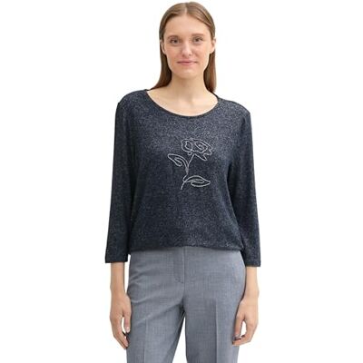 1044408 TOM TAILOR Damska bluza z długim rękawem z nadrukiem, 24549 Sky Captain Blue Melange, XXL 1044408 TOM TAILOR Damska bluza z długim rękawem z nadrukiem, 24549 Sky Captain Blue Melange, XXL