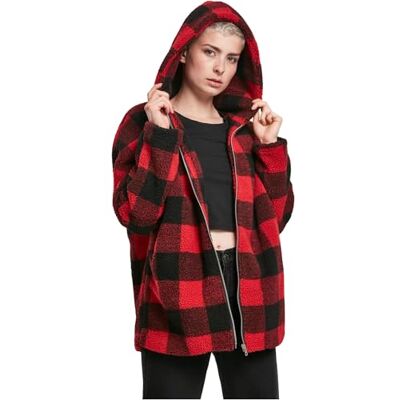 TB3056 Urban Classics Damska kurtka zimowa Ladies Oversized Check Sherpa Jacket z kapturem, wzór w kratk?, rozmiar XS do 5XL TB3056 Urban Classics Damska kurtka zimowa Ladies Oversized Check Sherpa Jacket z kapturem, wzór w kratk?, rozmiar XS do 5XL