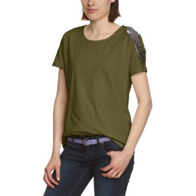 10101142 CIKO EMBELLISHMENT S/S NFS VERO MODA Koszulka damska, brązowy (Burnt Olive), 34 10101142 CIKO EMBELLISHMENT S/S NFS VERO MODA Koszulka damska, brązowy (Burnt Olive), 34