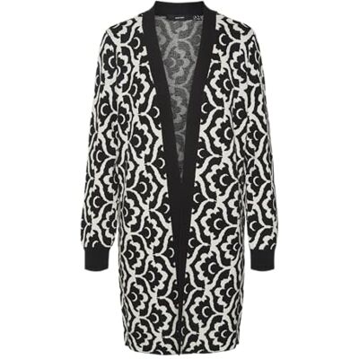 10310777 VERO MODA Vmnancy Ls Open Cardigan Boo Kardigan z dzianiny, Czarny/detal: w kolorze brzozy Flower Print, S 10310777 VERO MODA Vmnancy Ls Open Cardigan Boo Kardigan z dzianiny, Czarny/detal: w kolorze brzozy Flower Print, S