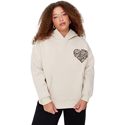 TBBAW23AO00074 Trendyol Damska bluza etniczna, długie rękawy, regularna, rozmiar plus size, beżowy, 3XL TBBAW23AO00074 Trendyol Damska bluza etniczna, długie rękawy, regularna, rozmiar plus size, beżowy, 3XL