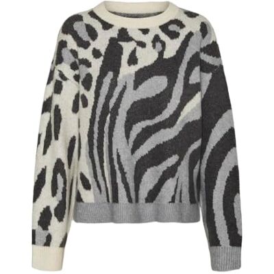 10310645 VERO MODA Damski sweter Vmkai Ls O-Neck Ga Boo, Birch/Detail:w. Griffin And Asfalt, XL 10310645 VERO MODA Damski sweter Vmkai Ls O-Neck Ga Boo, Birch/Detail:w. Griffin And Asfalt, XL
