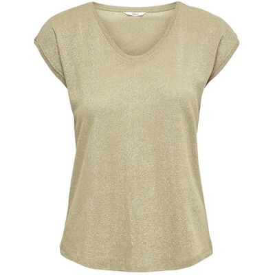 15136069-Gold Colour ONLY Onlsilvery S/S V Neck Lurex Top Jrs Noos Koszulka Kobiety, Złoty (Gold Colour Gold Colour), L 15136069-Gold Colour ONLY Onlsilvery S/S V Neck Lurex Top Jrs Noos Koszulka Kobiety, Złoty (Gold Colour Gold Colour), L