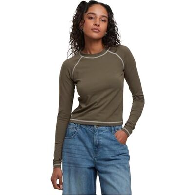 TB7730 Urban Classics Damska koszulka z długim rękawem Ladies Contrast Jersey Longsleeve, koszulka z długim rękawem z rzucającymi się w oczy kontrastowymi szwami, krój slim fit, rozmiary XS 5XL, oliwkowy TB7730 Urban Classics Damska koszulka z długim rękawem Ladies Contrast Jersey Longsleeve, koszulka z długim rękawem z rzucającymi się w oczy kontrastowymi szwami, krój slim fit, rozmiary XS 5XL, oliwkowy