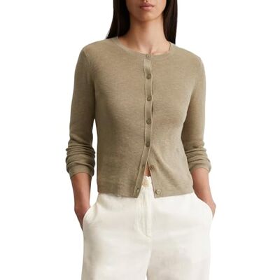 503501061043 Marc O'Polo Damski kardigan z listwą guzikową Slim Fit, brązowy, M 503501061043 Marc O'Polo Damski kardigan z listwą guzikową Slim Fit, brązowy, M