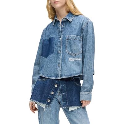 B1W11021 Karl Lagerfeld Jeans, Women's, Boxy Denim Blue, Mid Blue, M, niebieski, M B1W11021 Karl Lagerfeld Jeans, Women's, Boxy Denim Blue, Mid Blue, M, niebieski, M