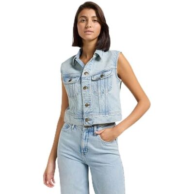 112363461 Lee CROPPED RIDER VEST, Hint Of Rain, M 112363461 Lee CROPPED RIDER VEST, Hint Of Rain, M