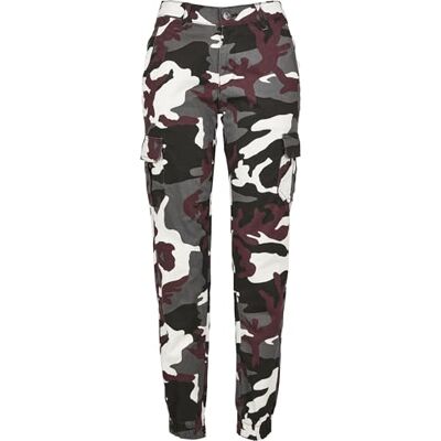 TB3047 Urban Classics Ladies High Waist Camo Cargo Spodnie Damskie, Wielokolorowy (Wine Camo 02244), 50 TB3047 Urban Classics Ladies High Waist Camo Cargo Spodnie Damskie, Wielokolorowy (Wine Camo 02244), 50