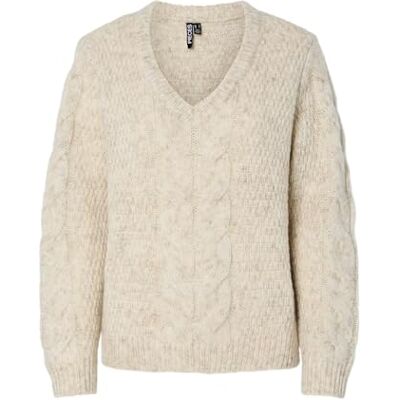 17158927-4799694 Pcnina Ls V-Neck Knit Noos Bc, brzoza, XS 17158927-4799694 Pcnina Ls V-Neck Knit Noos Bc, brzoza, XS