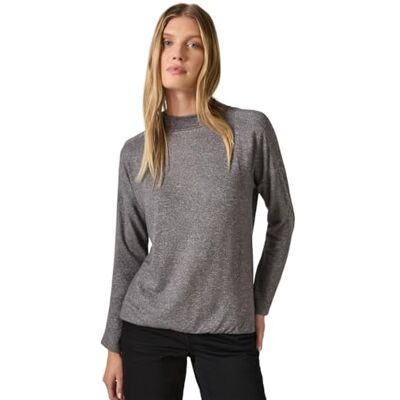 B322259 Cecil Damska koszulka z długim rękawem z brokatem, Platinum Grey Mel., M B322259 Cecil Damska koszulka z długim rękawem z brokatem, Platinum Grey Mel., M