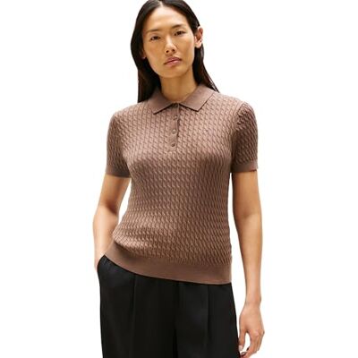 WW0WW41474 Tommy Hilfiger Polo damskie S/S, Brązowy (Hot Coco), S WW0WW41474 Tommy Hilfiger Polo damskie S/S, Brązowy (Hot Coco), S