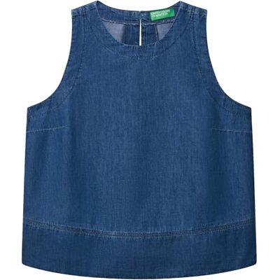 5DHJDH00Q United Colors of Benetton Bluzka koszula, niebieski, M damski, Niebieska, M 5DHJDH00Q United Colors of Benetton Bluzka koszula, niebieski, M damski, Niebieska, M