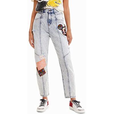 22WWDD27 Desigual Damskie spodnie na co dzień, niebieski, S 22WWDD27 Desigual Damskie spodnie na co dzień, niebieski, S