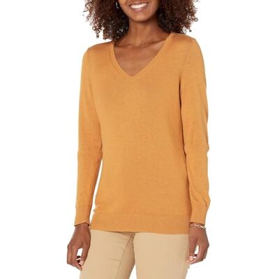 WAE35005FL18-Mus-2XL Amazon Essentials Damski klasyczny krój, lekki sweter z długim rękawem i dekoltem w serek (dostępny w rozmiarze plus), musztardowy wrzos, XXL WAE35005FL18-Mus-2XL Amazon Essentials Damski klasyczny krój, lekki sweter z długim rękawem i dekoltem w serek (dostępny w rozmiarze plus), musztardowy wrzos, XXL