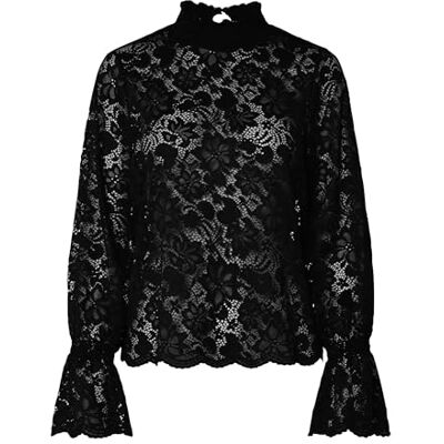 17160649-4925354 PIECES Pcmaita Ls Lace Top WVN Bc, czarny, XS 17160649-4925354 PIECES Pcmaita Ls Lace Top WVN Bc, czarny, XS
