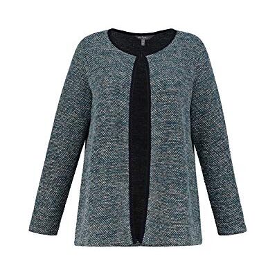 749189 Ulla Popken Damska kurtka dzianinowa Tweed Look, niebieski, 36 PL 749189 Ulla Popken Damska kurtka dzianinowa Tweed Look, niebieski, 36 PL