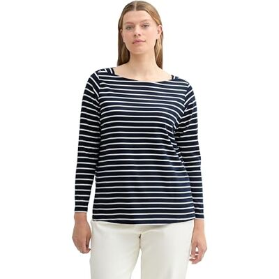 1043761 TOM TAILOR Damska koszulka z długim rękawem, 37043 Navy White Stripe, 44 1043761 TOM TAILOR Damska koszulka z długim rękawem, 37043 Navy White Stripe, 44